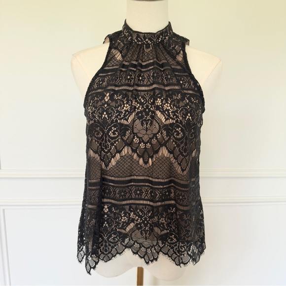 LC Lauren Conrad Tops - Lauren Conrad Lace Black Tank Halter Top Women's Top Size Small